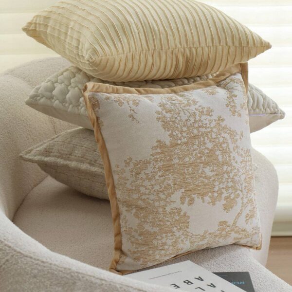 faire_b9_04 Textured Embroidery, Subtle Floral Throw Pillows Pack of 1 of 18 inch x18 inch with 450g Insert